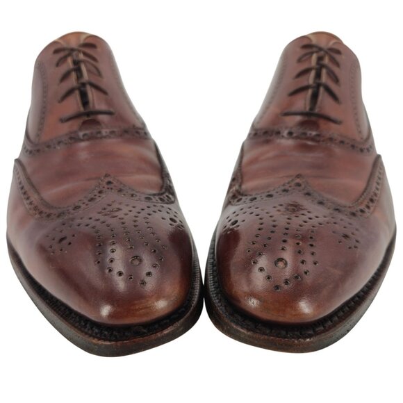 Gravati Italy Men 8.5 Burnished Brown Leather Dress Shoes Wingtip Brogue Oxfords - Picture 6 of 13